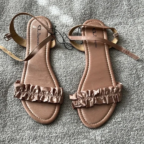 CL by Laundry Women's Brown Ruffle Sandals - Picture 1 of 5